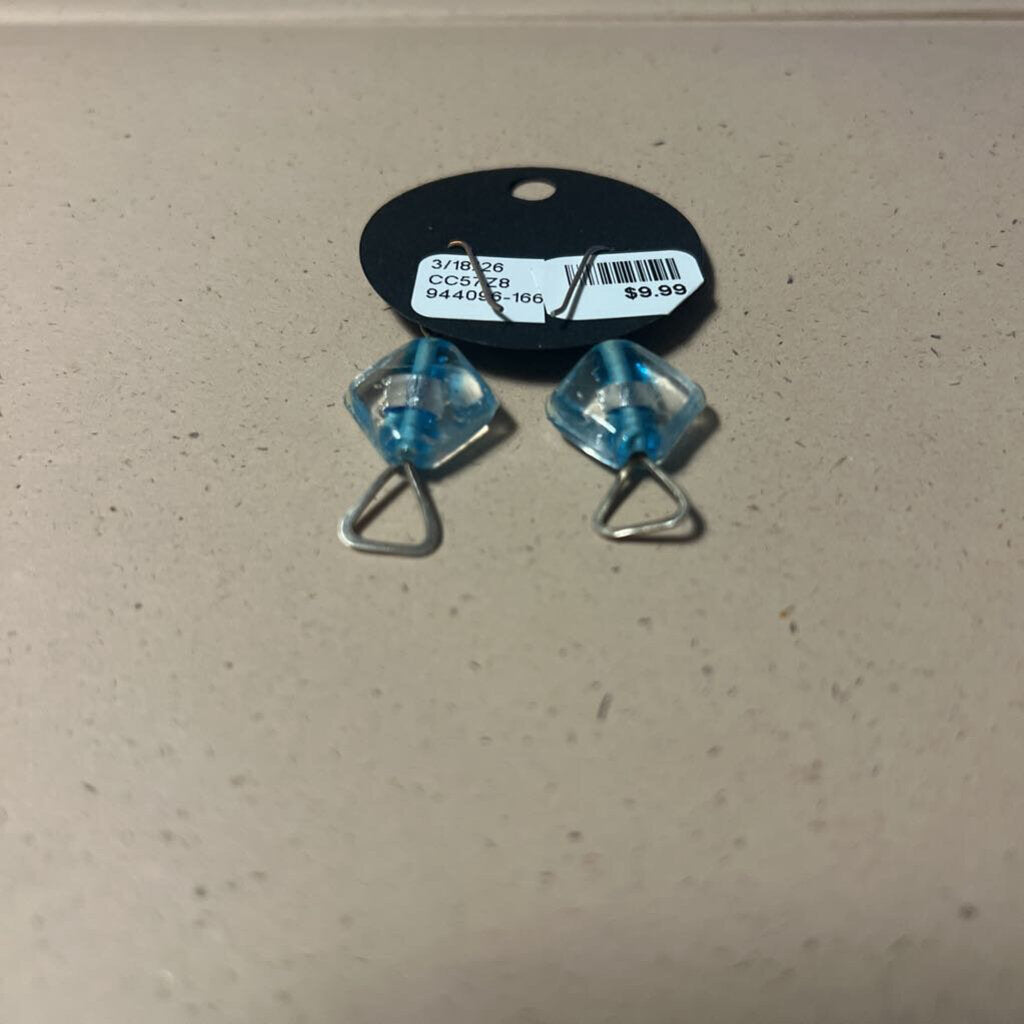 Handcrafted Blue Stone Dangle Earrings