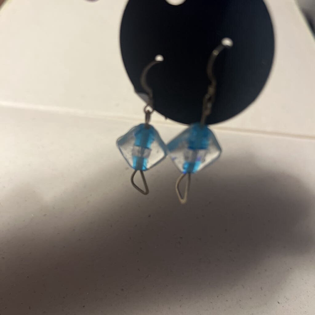 Handcrafted Blue Stone Dangle Earrings