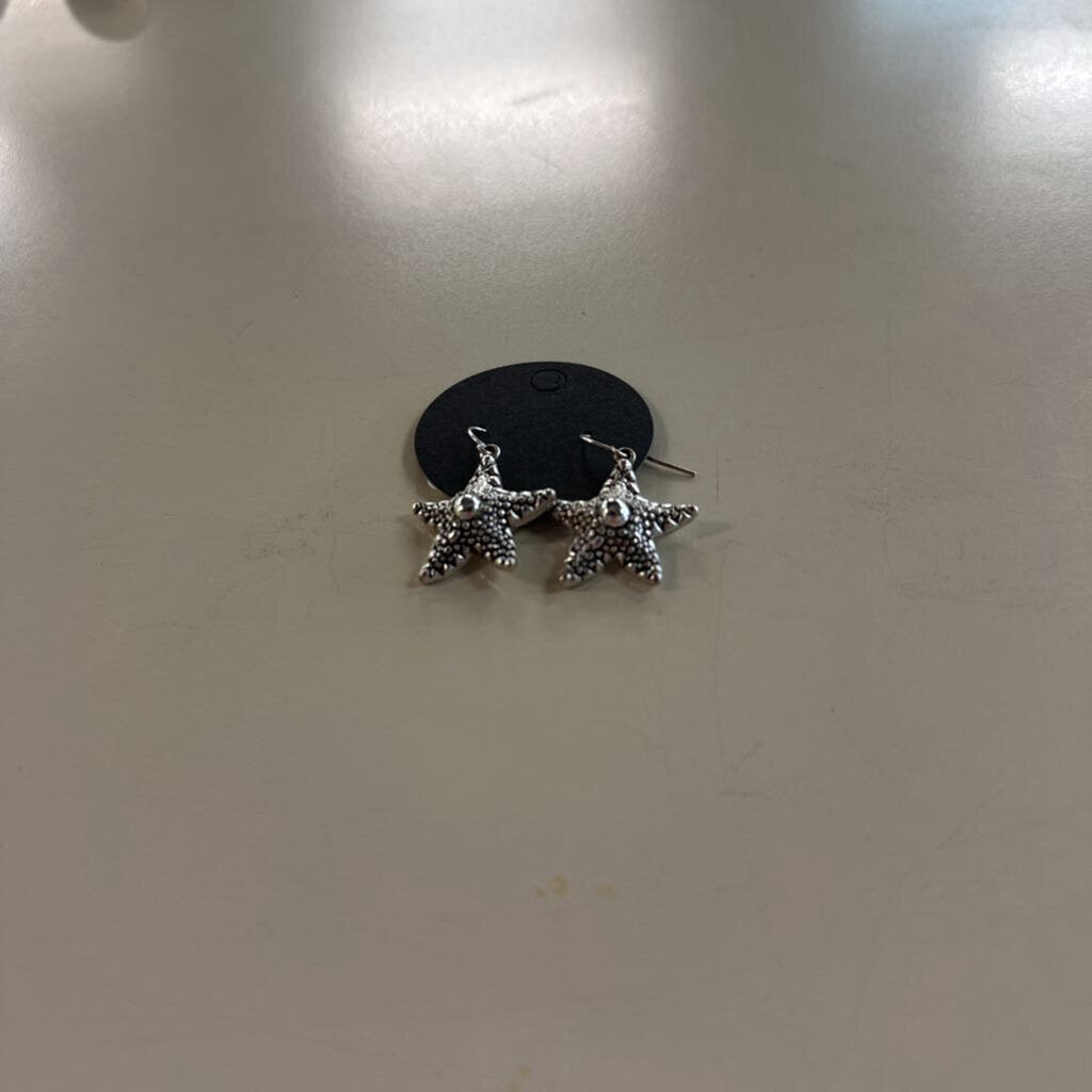 Silver Starfish Dangle Earrings