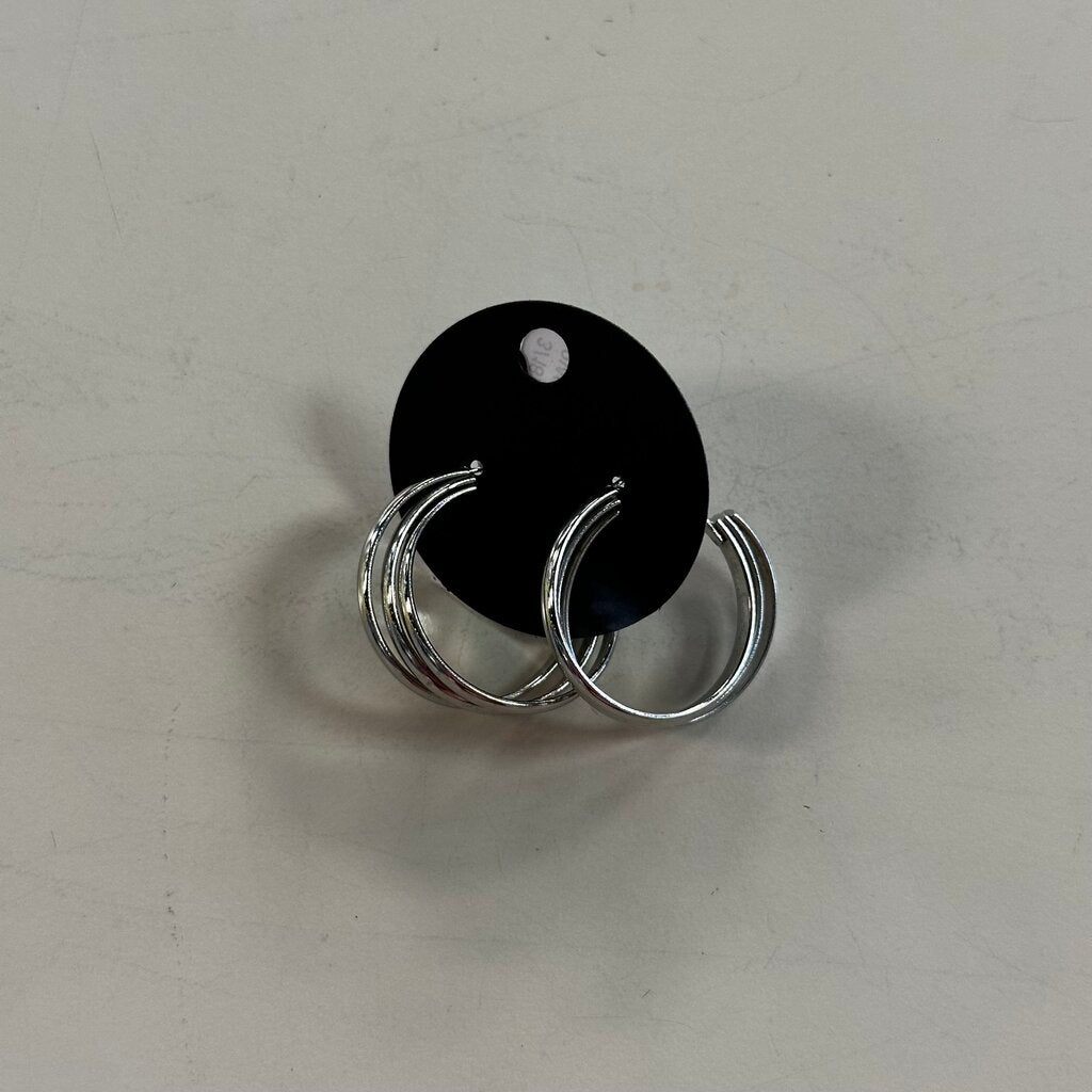 Triple Silver Toned Hoop Earrings