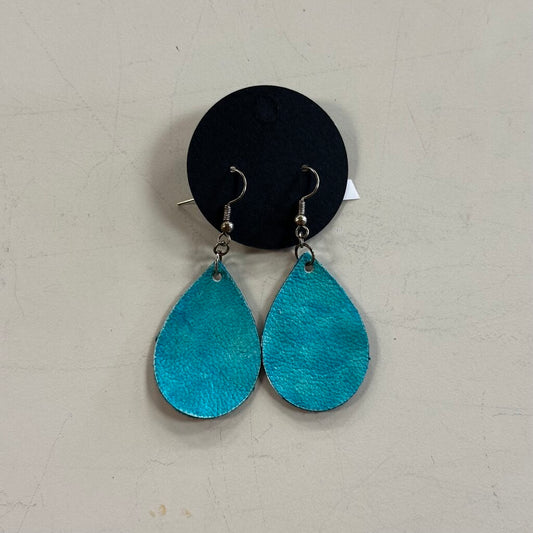 Turquoise Leather Teardrop Earrings