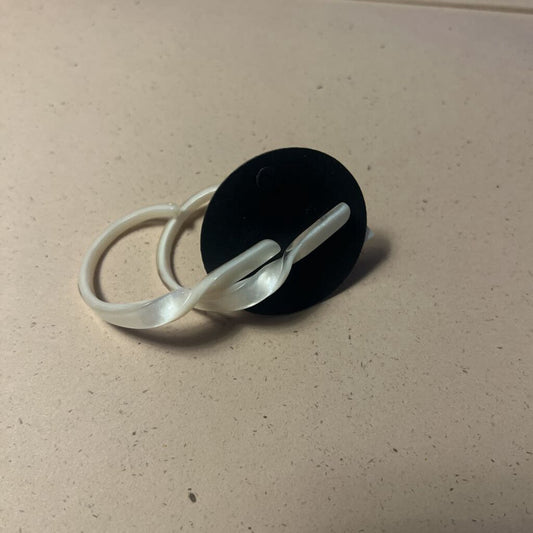White Half Hoop Stud Earrings