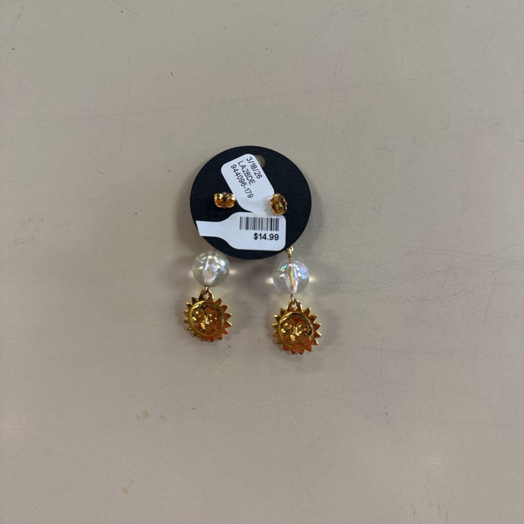 Gold Toned Sun Drop Earrings