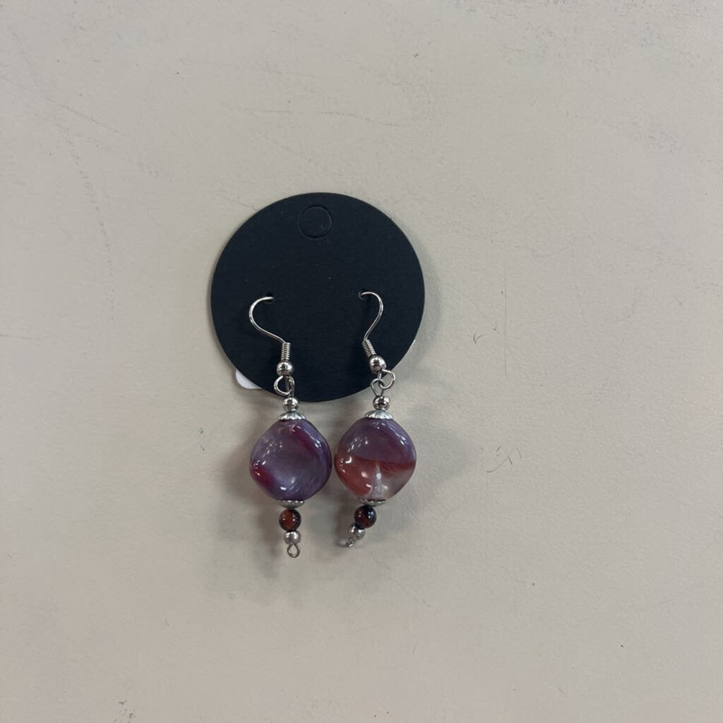 Handcrafted Purple Stone Earrings
