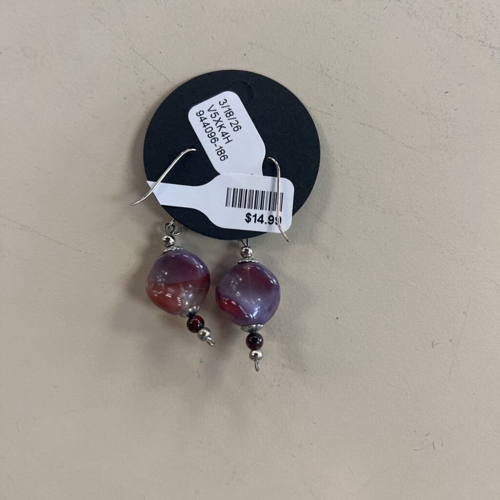 Handcrafted Purple Stone Earrings