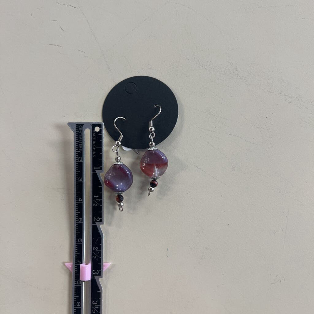 Handcrafted Purple Stone Earrings