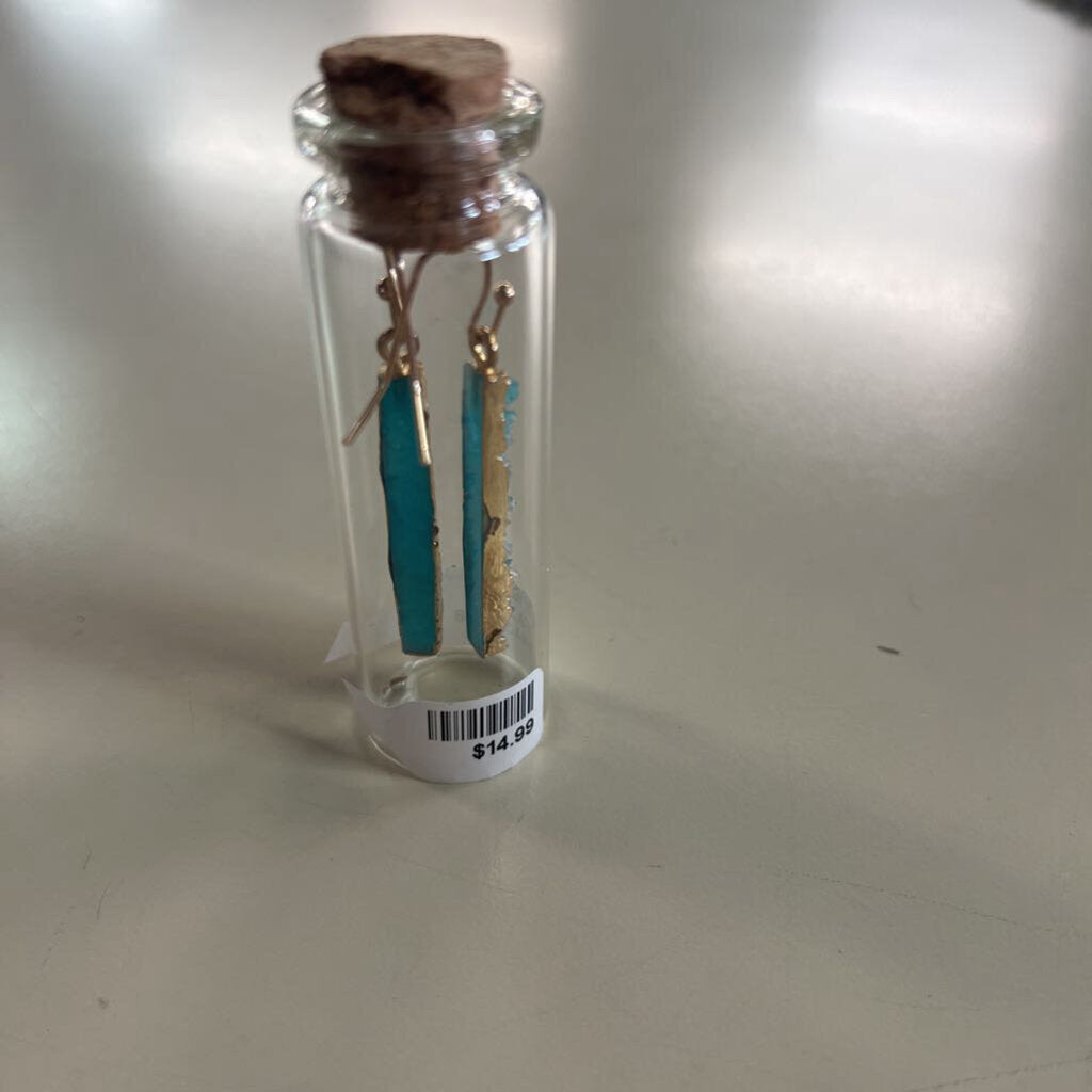 Handcrafted Green Glass Stone Earrings