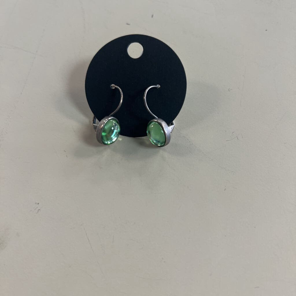 Handcrafted Green Glass Stone Earrings