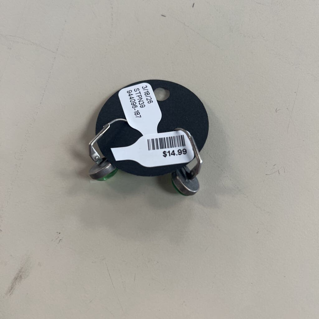 Handcrafted Green Glass Stone Earrings