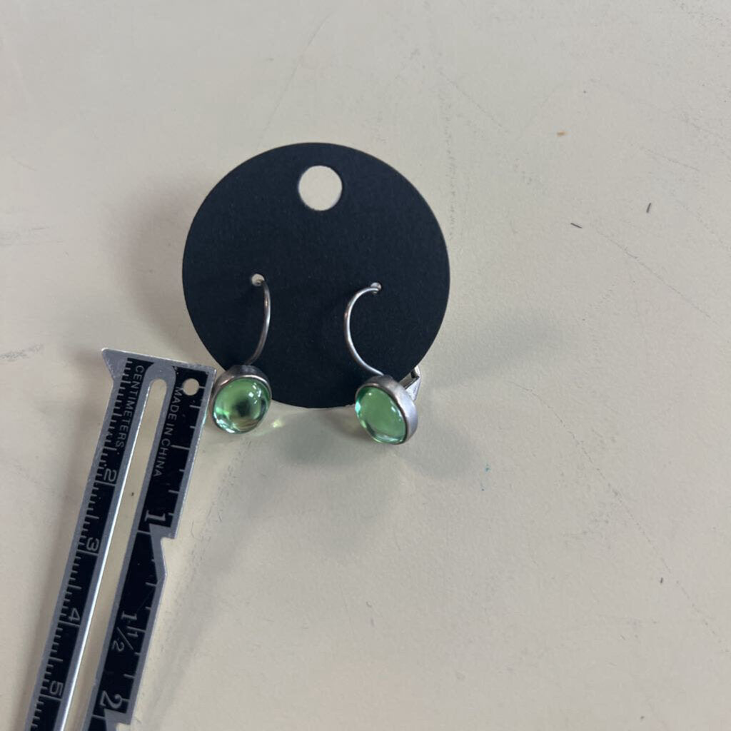 Handcrafted Green Glass Stone Earrings