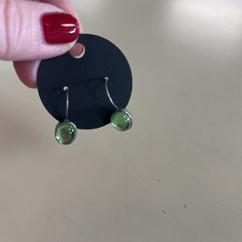 Handcrafted Green Glass Stone Earrings