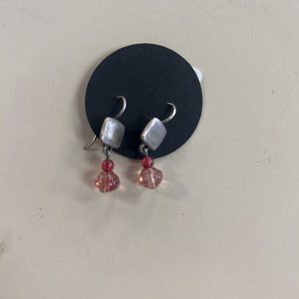 Handcrafted Pink Stone Dangle Earrings