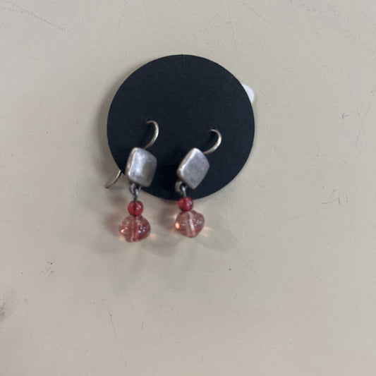 Handcrafted Pink Stone Dangle Earrings