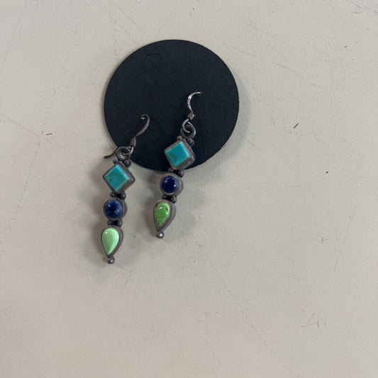 Handcrafted Three Stone Drop Earrings