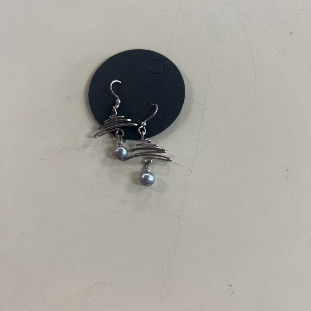 Handcrafted Squiggle Pearl Drop Earrings
