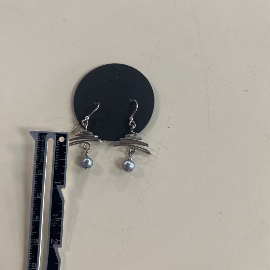 Handcrafted Squiggle Pearl Drop Earrings