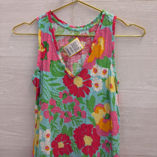 Lilly Pulitzer Blue/ Multi Floral Print Tank Top Extra Small