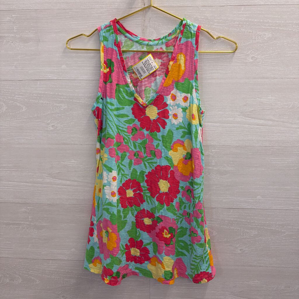 Lilly Pulitzer Blue/ Multi Floral Print Tank Top Extra Small