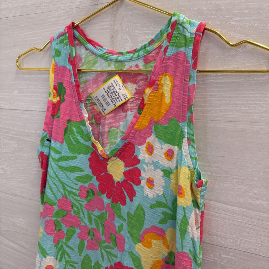 Lilly Pulitzer Blue/ Multi Floral Print Tank Top Extra Small