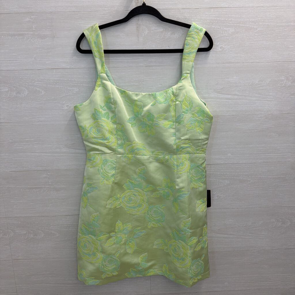 Lulus Green Floral Brocade Sleeveless Mini Dress Extra Large