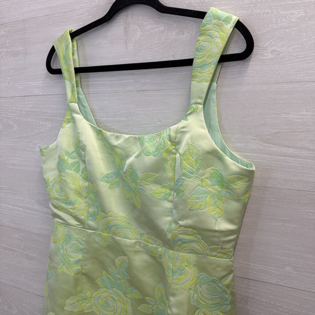 Lulus Green Floral Brocade Sleeveless Mini Dress Extra Large