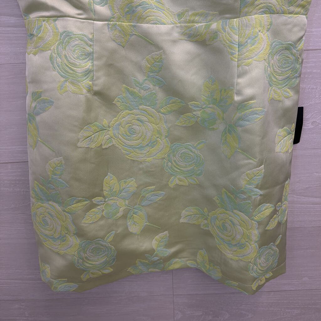 Lulus Green Floral Brocade Sleeveless Mini Dress Extra Large