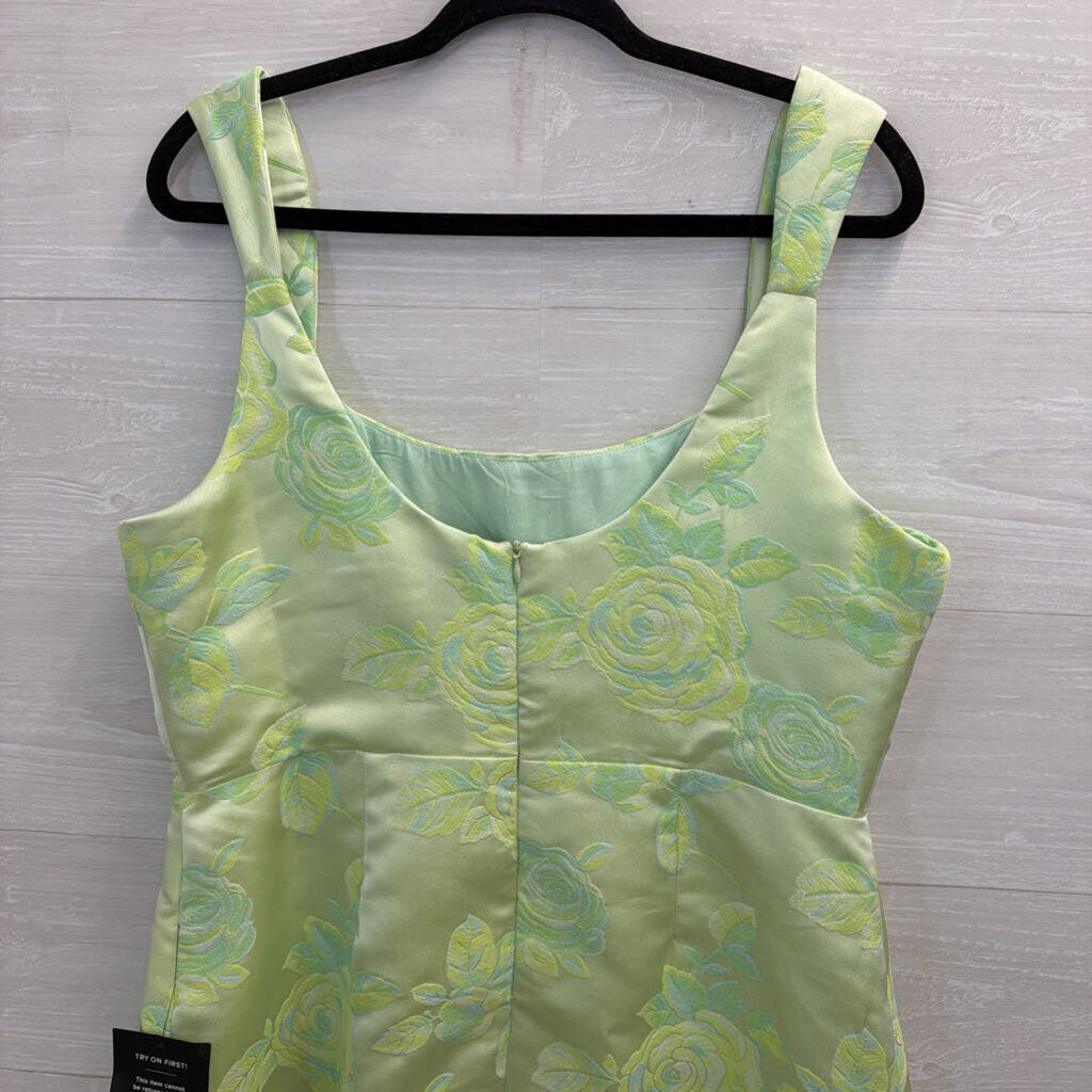 Lulus Green Floral Brocade Sleeveless Mini Dress Extra Large