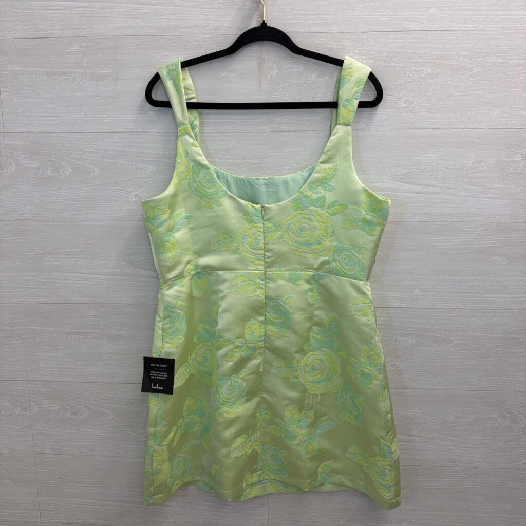Lulus Green Floral Brocade Sleeveless Mini Dress Extra Large
