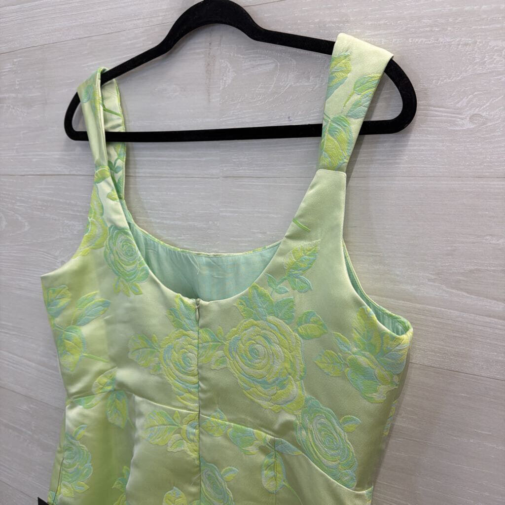 Lulus Green Floral Brocade Sleeveless Mini Dress Extra Large