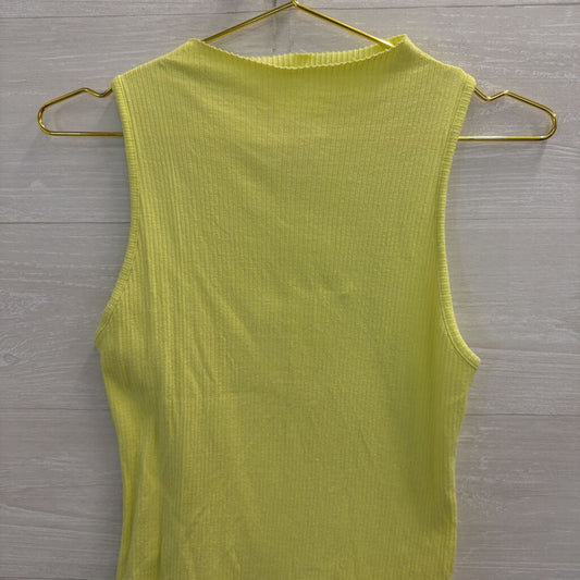 Maeve Lime Green Ribbed High Neck Tank Top Medium