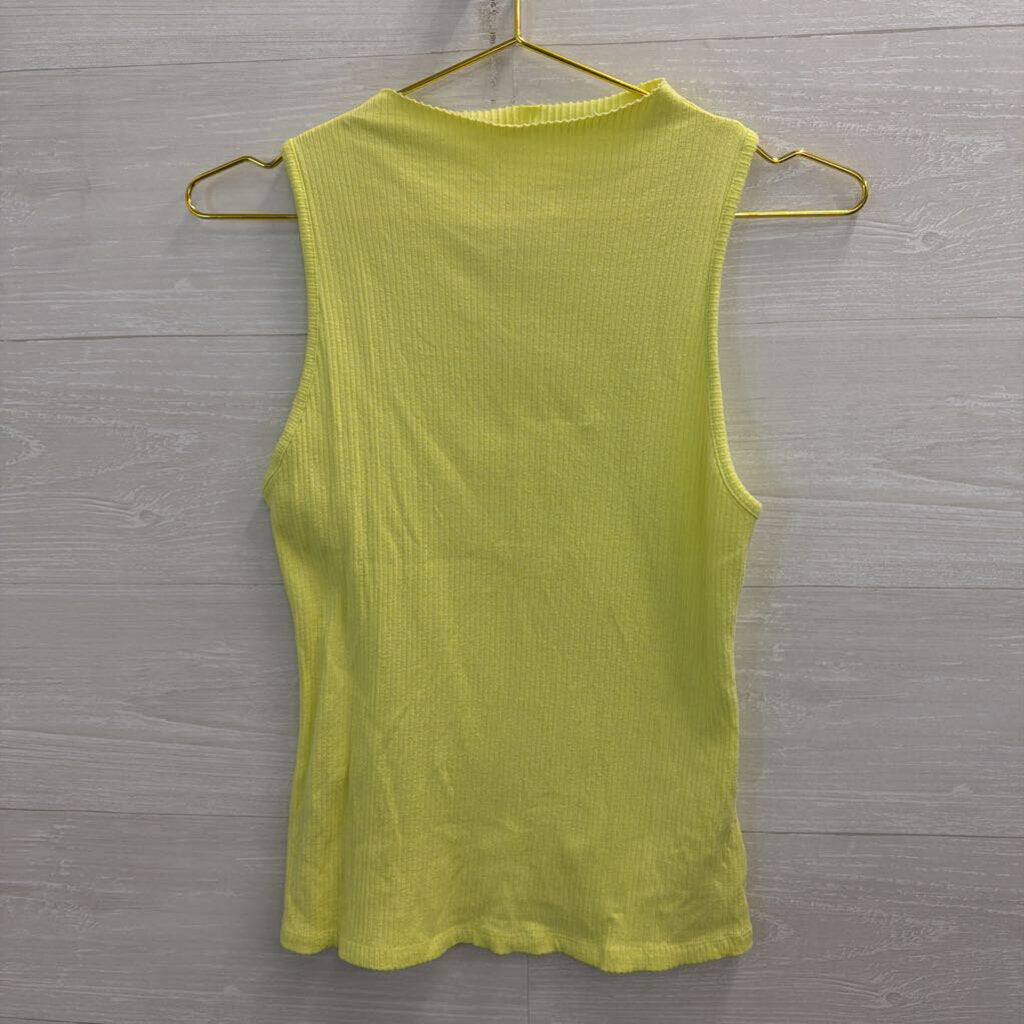 Maeve Lime Green Ribbed High Neck Tank Top Medium