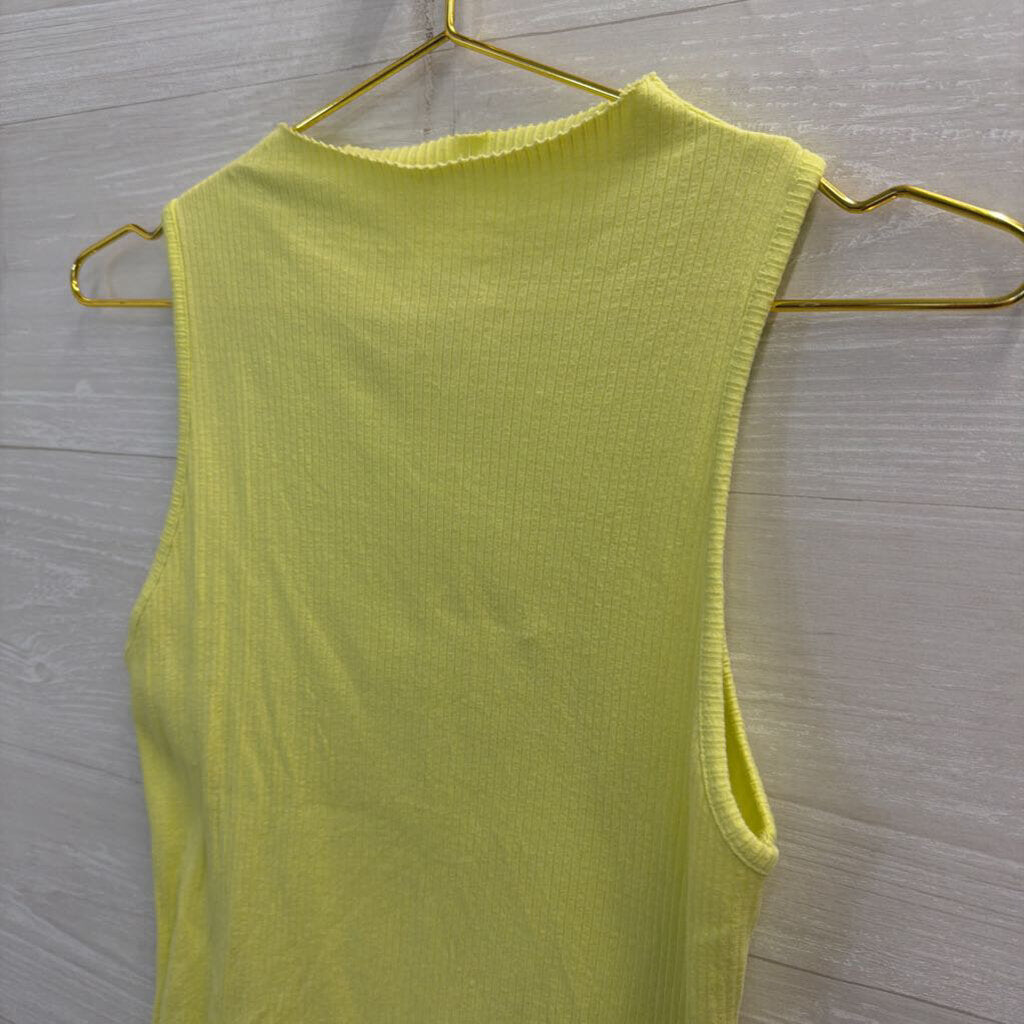 Maeve Lime Green Ribbed High Neck Tank Top Medium