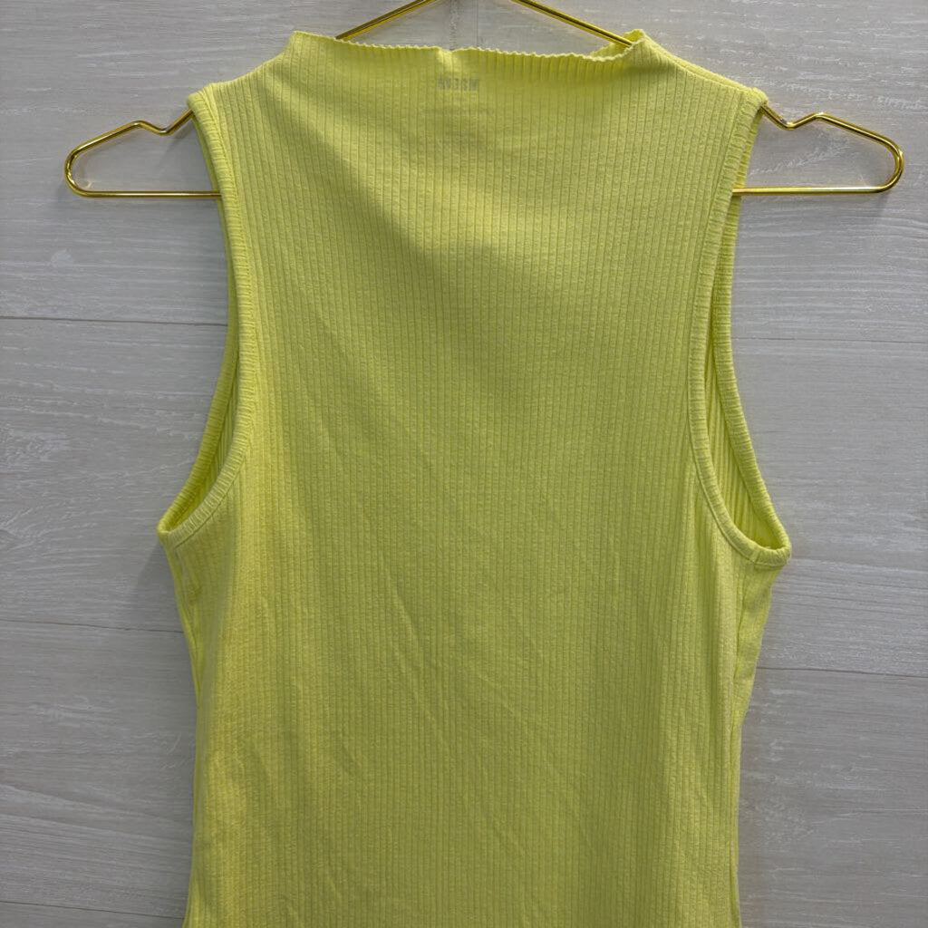 Maeve Lime Green Ribbed High Neck Tank Top Medium