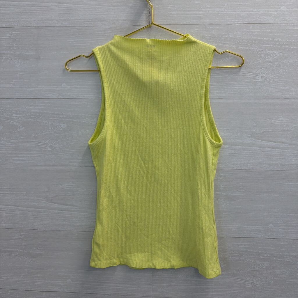 Maeve Lime Green Ribbed High Neck Tank Top Medium