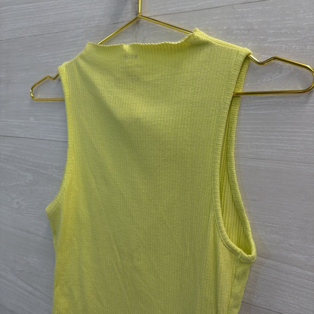 Maeve Lime Green Ribbed High Neck Tank Top Medium