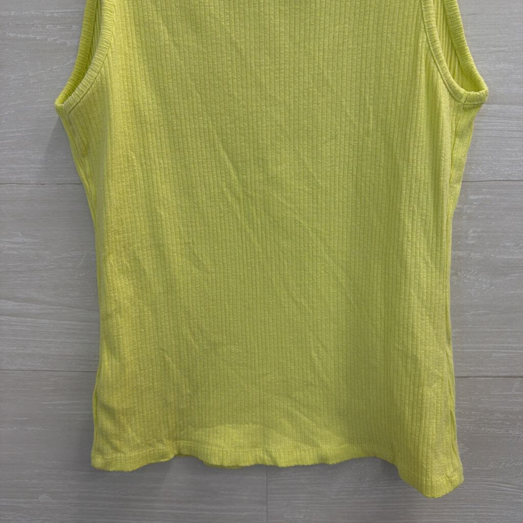 Maeve Lime Green Ribbed High Neck Tank Top Medium