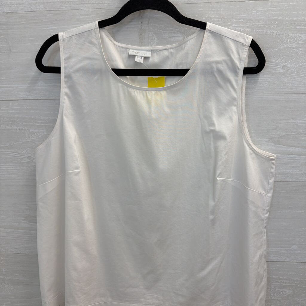 J Jill White Pleated Hem Tank Top Large