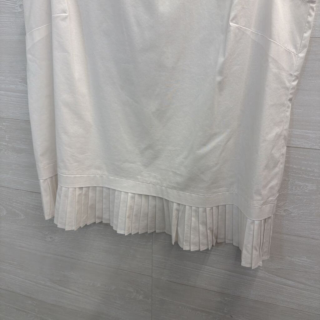 J Jill White Pleated Hem Tank Top Large