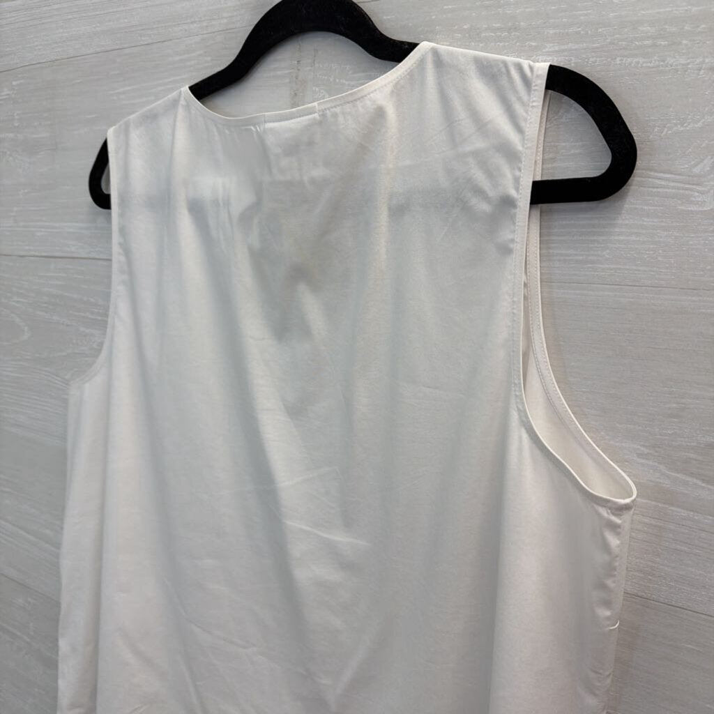 J Jill White Pleated Hem Tank Top Large