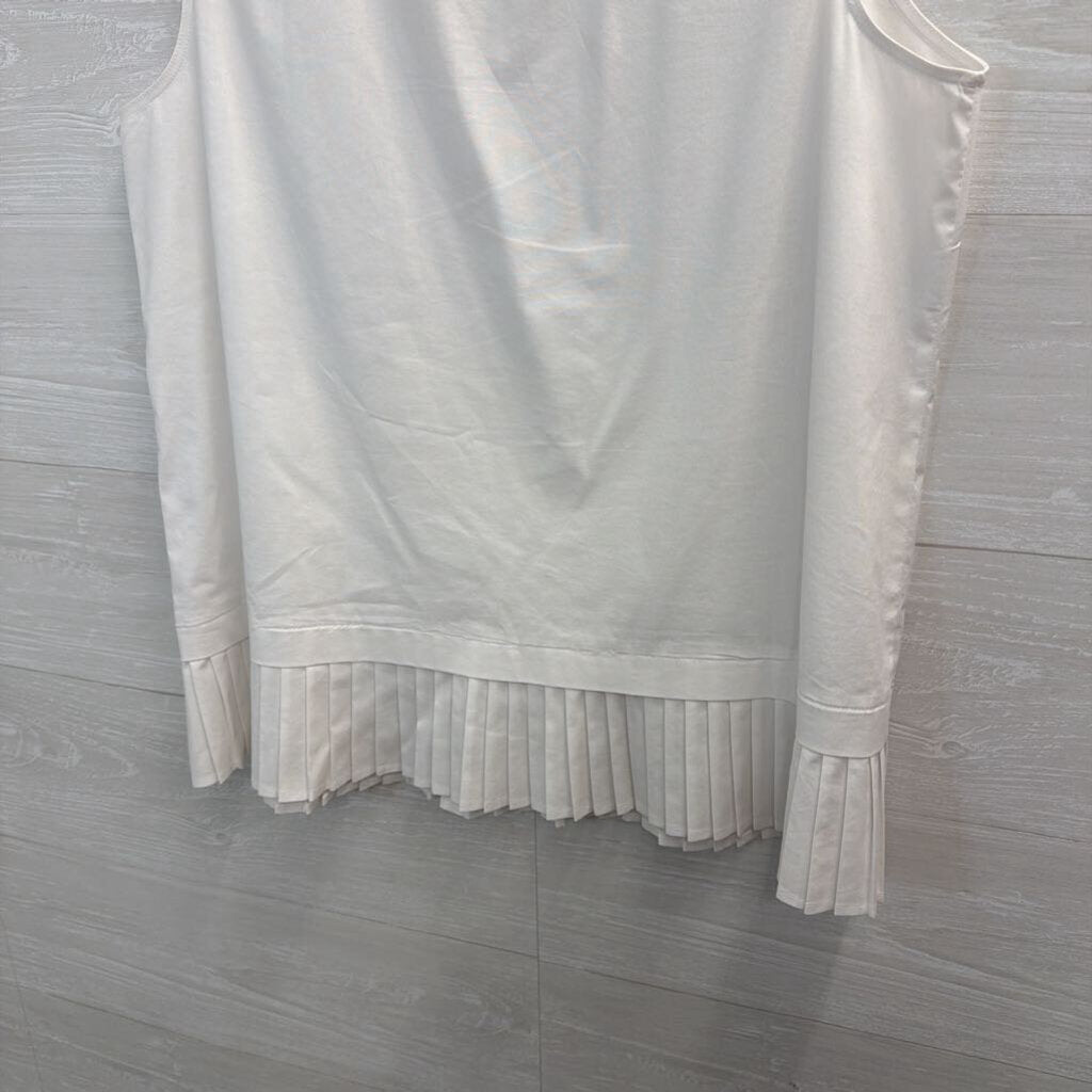 J Jill White Pleated Hem Tank Top Large