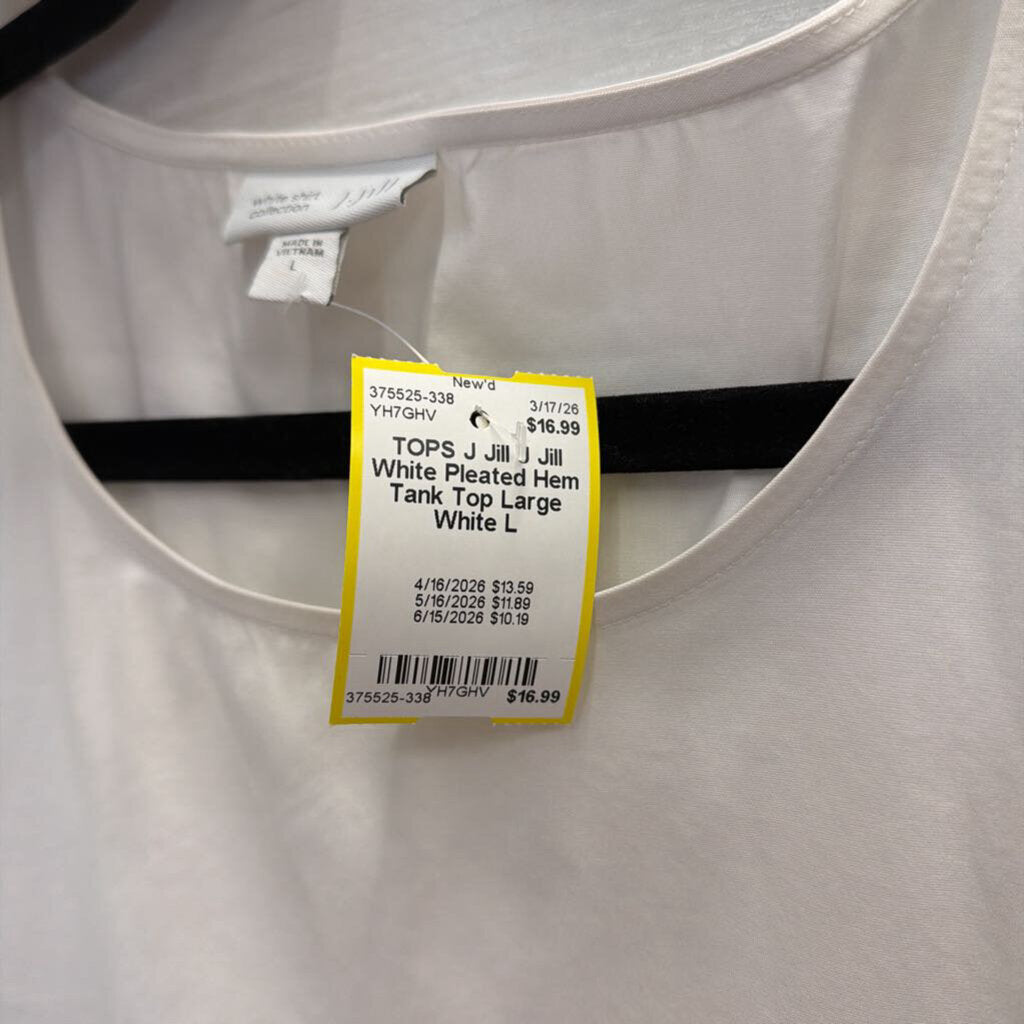 J Jill White Pleated Hem Tank Top Large