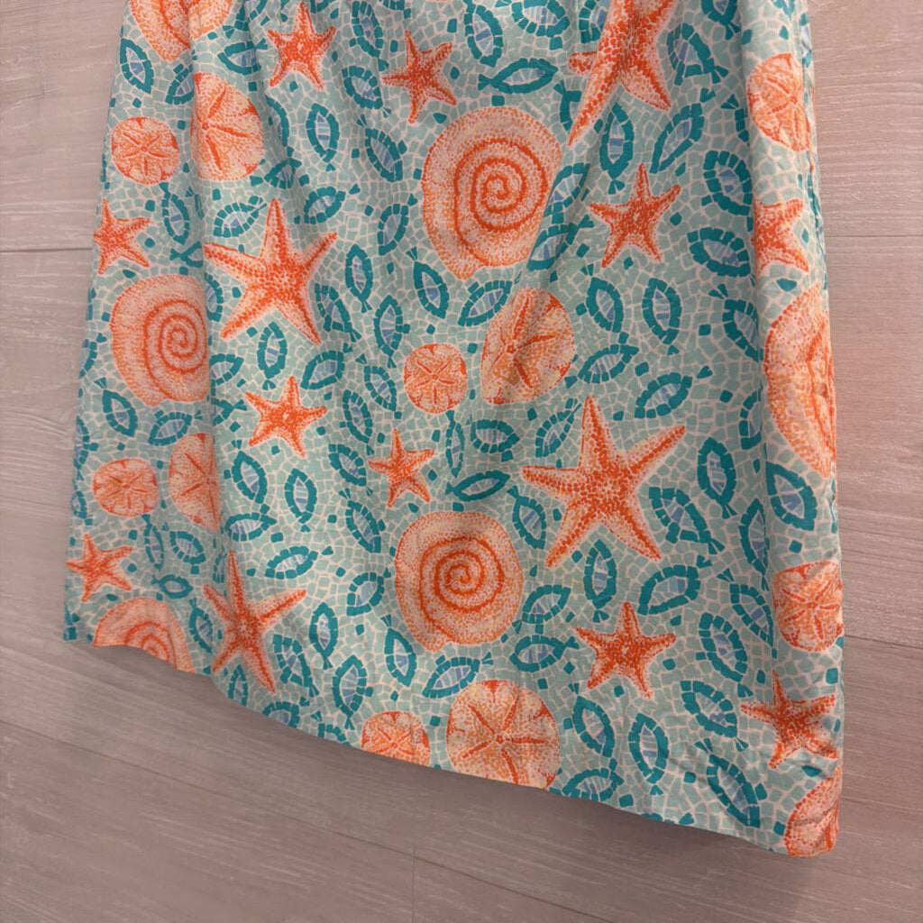 Lilly Pulitzer Blue/ Coral Print Skirt 2 Petite