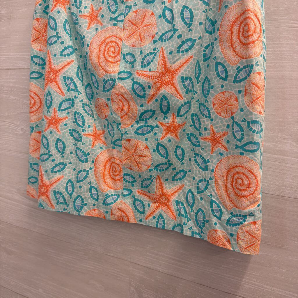 Lilly Pulitzer Blue/ Coral Print Skirt 2 Petite