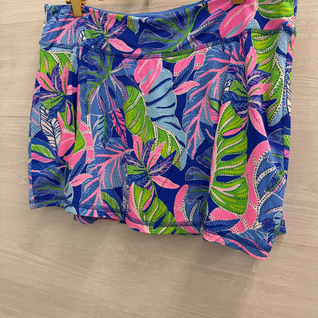 Lilly Pulitzer Luxletic Blue/ Multi Print Athletic Skort Large