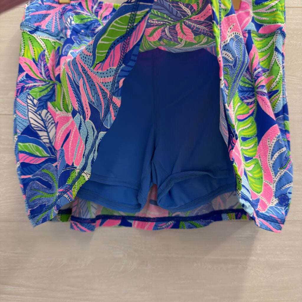 Lilly Pulitzer Luxletic Blue/ Multi Print Athletic Skort Large