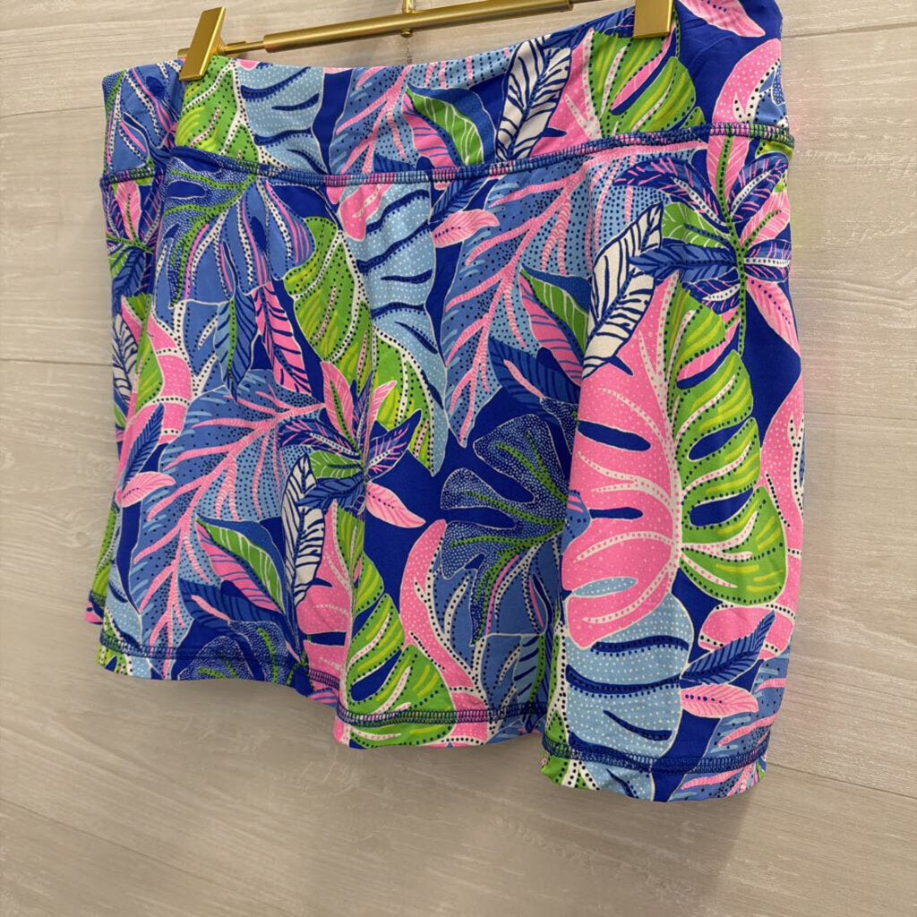 Lilly Pulitzer Luxletic Blue/ Multi Print Athletic Skort Large