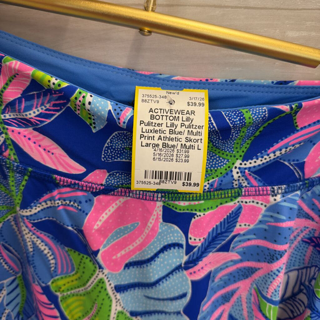 Lilly Pulitzer Luxletic Blue/ Multi Print Athletic Skort Large