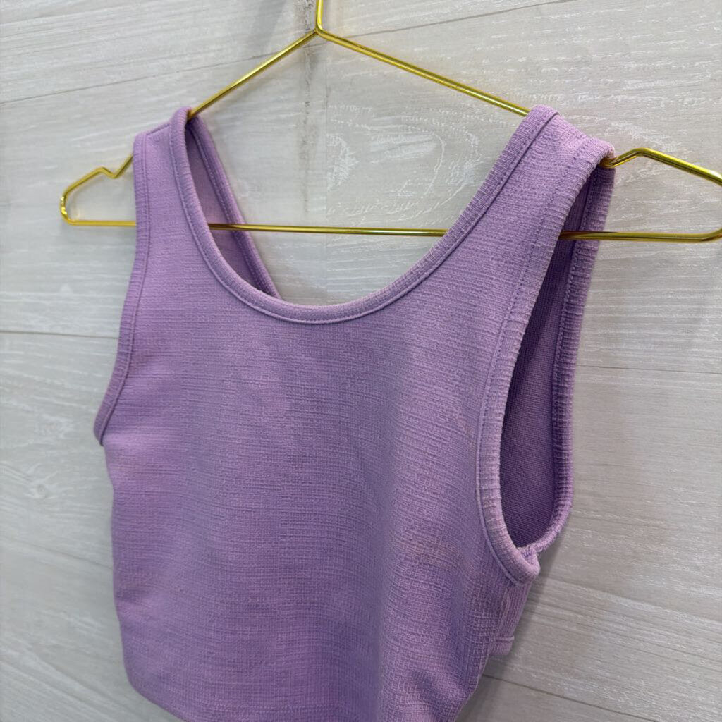 Roxy Purple Textured Cropped Tank Top Extra Small