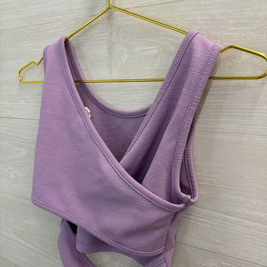 Roxy Purple Textured Cropped Tank Top Extra Small