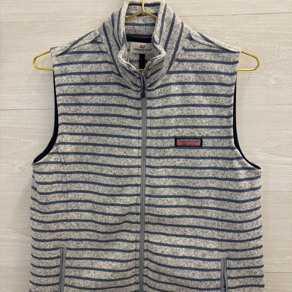 Vineyard Vines Blue Striped Zip Up Vest Medium